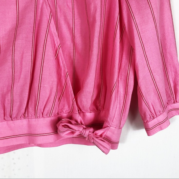 Madewell Wrap Cecilia Stripe Top | Pink Red | Size XSmall - Picture 7 of 13